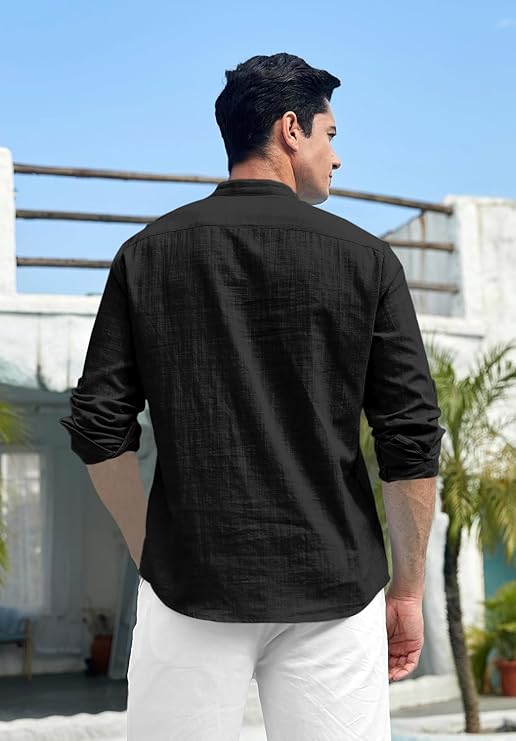 Zombom Cotton Polyester Blend Solid Casual Regular Fit Mandarin/Chinese Collor Short Kurta for Men - Image 2