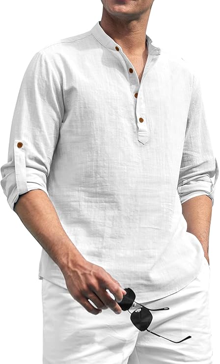Zombom Cotton Polyester Blend Solid Casual Regular Fit Mandarin/Chinese Collor Short Kurta for Men - Image 4